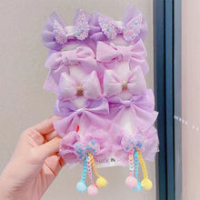 Load image into Gallery viewer, 10pcs/set Mesh Bowknot Flower Hair Clips Sweet Cute Children Colorful Hairpin Headwear Hair Accessories
