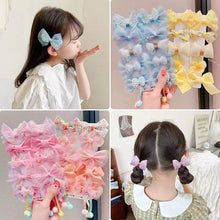 Load image into Gallery viewer, 10pcs/set Mesh Bowknot Flower Hair Clips Sweet Cute Children Colorful Hairpin Headwear Hair Accessories
