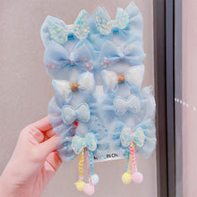 Load image into Gallery viewer, 10pcs/set Mesh Bowknot Flower Hair Clips Sweet Cute Children Colorful Hairpin Headwear Hair Accessories
