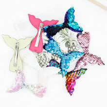 Load image into Gallery viewer, Girls' Sequin Hairpin Beauty Fishtail Style Dazzling Reversible Gradient Sequin Pearl Duckbill Clip Children's Hair Accessories
