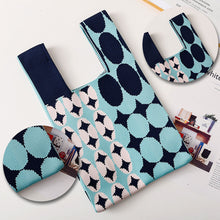 Load image into Gallery viewer, Niche Contrast Pattern Knitted Handbag Personalized Simple Knitted Woven Bag Women Casual Portable Handbag
