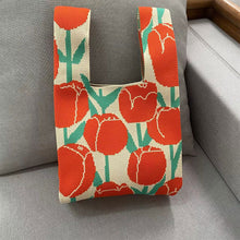 Load image into Gallery viewer, Colorful Tulip Flower Knitted Bag Handbag Large Capacity Portable Handbag Casual Daily Knitted Handbag
