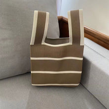 Load image into Gallery viewer, Contrast Striped Knitted Woven Bag Soft Skin-friendly Portable Leisure Bag Fashion Niche Women Knitted Handbag
