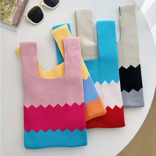 Load image into Gallery viewer, Knitted Colorful Handbag Portable Versatile Color Matching Knit Bag Fashion Simple Casual Handbag for Women

