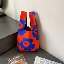 Load image into Gallery viewer, Knitted Colorful Flower Handbag Portable Large Capacity Knitted Woven Bag Casual Shoulder Bag Handbag
