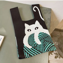 Load image into Gallery viewer, Niche Cartoon Cat Knitted Woven Handbag Large Capacity Portable Versatile Shoulder Bag Handbag for Women
