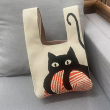 Load image into Gallery viewer, Niche Cartoon Cat Knitted Woven Handbag Large Capacity Portable Versatile Shoulder Bag Handbag for Women
