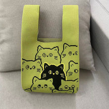Load image into Gallery viewer, Cute Cat Head Knitted Handbag Soft Portable Shoulder Bag Knitted Bag Versatile Casual Large Capacity Knitted Handbag

