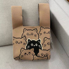 Load image into Gallery viewer, Cute Cat Head Knitted Handbag Soft Portable Shoulder Bag Knitted Bag Versatile Casual Large Capacity Knitted Handbag

