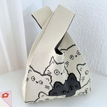 Load image into Gallery viewer, Cute Cat Head Knitted Handbag Soft Portable Shoulder Bag Knitted Bag Versatile Casual Large Capacity Knitted Handbag
