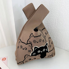 Load image into Gallery viewer, Cute Cat Head Knitted Handbag Soft Portable Shoulder Bag Knitted Bag Versatile Casual Large Capacity Knitted Handbag
