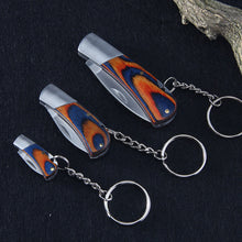 Load image into Gallery viewer, Raw Wood Handle Stainless Steel Knife Keychain Outdoor Portable Folding Fruit Knife Edc Emergency Pocket Mini Hanging Cutter
