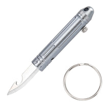 Load image into Gallery viewer, EDC Stainless Steel Mini Tea Knife Outdoor Camping Portable Self-Defense Knife Multi-Function Express Cutter Bottle Opener Fruit Cutter Key Chain
