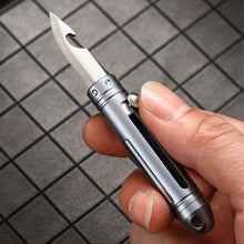 Load image into Gallery viewer, EDC Stainless Steel Mini Tea Knife Outdoor Camping Portable Self-Defense Knife Multi-Function Express Cutter Bottle Opener Fruit Cutter Key Chain
