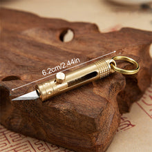 Load image into Gallery viewer, Multi-Functional Mini Brass Knife Pendant Spare Bottle Opener Broken Window Cone Car Key Chain Outdoor Camping Tool
