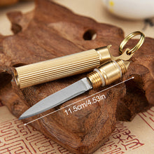 Load image into Gallery viewer, Multi-Functional Mini Brass Knife Pendant Spare Bottle Opener Broken Window Cone Car Key Chain Outdoor Camping Tool

