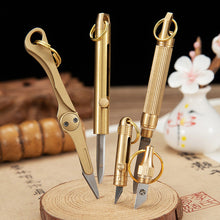 Load image into Gallery viewer, Multi-Functional Mini Brass Knife Pendant Spare Bottle Opener Broken Window Cone Car Key Chain Outdoor Camping Tool
