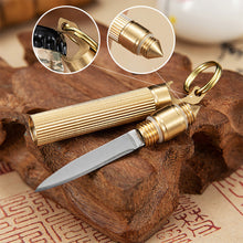 Load image into Gallery viewer, Multi-Functional Mini Brass Knife Pendant Spare Bottle Opener Broken Window Cone Car Key Chain Outdoor Camping Tool
