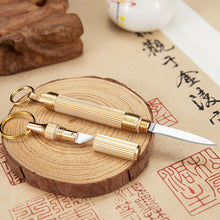 Load image into Gallery viewer, Multi-Functional Mini Brass Knife Pendant Spare Bottle Opener Broken Window Cone Car Key Chain Outdoor Camping Tool
