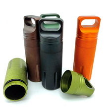 Load image into Gallery viewer, Outdoor Survival Equipment EDC Sealed Tank Portable Camping Mini Aluminum Alloy Water Bottle Emergency Medicine Storage Tank
