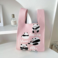Load image into Gallery viewer, Pink Cute Panda Knitted Shoulder Bag Handbag Casual Fashion Trend Women's Commuter Bag Wrist Bag
