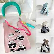 Load image into Gallery viewer, Pink Cute Panda Knitted Shoulder Bag Handbag Casual Fashion Trend Women's Commuter Bag Wrist Bag

