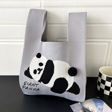 Load image into Gallery viewer, Vest Trendy Knit Cute Giant Panda One Shoulder Handbag Large Capacity Commuting Bag Female Bag with Hairball
