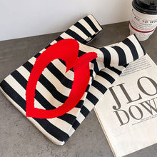 Load image into Gallery viewer, Creative Horizontal Love Knitted Bag Fashion Simple Handbag for Women's Commuting Love Heart Commuter Handbag
