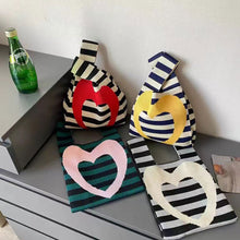 Load image into Gallery viewer, Creative Horizontal Love Knitted Bag Fashion Simple Handbag for Women's Commuting Love Heart Commuter Handbag
