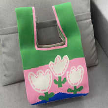 Load image into Gallery viewer, Flower Knitted Bag Large Capacity Tote Bag Vest Bag Single Shoulder Bag Woolen Knitted Tulip Women Commuter Bag
