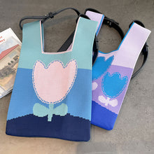 Load image into Gallery viewer, Flower Knitted Bag Large Capacity Tote Bag Vest Bag Single Shoulder Bag Woolen Knitted Tulip Women Commuter Bag
