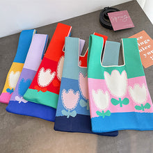 Load image into Gallery viewer, Flower Knitted Bag Large Capacity Tote Bag Vest Bag Single Shoulder Bag Woolen Knitted Tulip Women Commuter Bag
