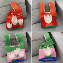 Load image into Gallery viewer, Flower Knitted Bag Large Capacity Tote Bag Vest Bag Single Shoulder Bag Woolen Knitted Tulip Women Commuter Bag
