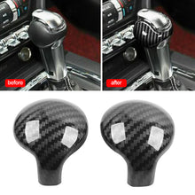 Load image into Gallery viewer, 2Pcs Carbon Fiber Car Interior Gear Shift Knob Trim Cover Red/Black For Ford Mustang 2015 - 2019
