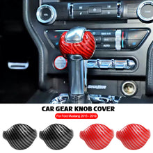 Load image into Gallery viewer, 2Pcs Carbon Fiber Car Interior Gear Shift Knob Trim Cover Red/Black For Ford Mustang 2015 - 2019
