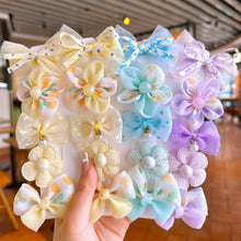 Load image into Gallery viewer, 10pcs/set Cute Fabric Flower Hair Clips Mesh Bowknot Hairpin Simple Headwear Hair Accessories for Children
