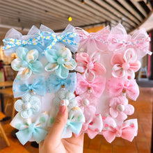 Load image into Gallery viewer, 10pcs/set Cute Fabric Flower Hair Clips Mesh Bowknot Hairpin Simple Headwear Hair Accessories for Children
