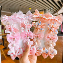 Load image into Gallery viewer, 10pcs/set Cute Fabric Flower Hair Clips Mesh Bowknot Hairpin Simple Headwear Hair Accessories for Children
