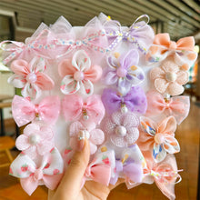 Load image into Gallery viewer, 10pcs/set Cute Fabric Flower Hair Clips Mesh Bowknot Hairpin Simple Headwear Hair Accessories for Children
