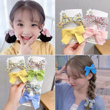 Load image into Gallery viewer, 2pcs/set Fabric Floral Bowknot Hair Clips Colorful Cute Children Hairpin Hair Ornament Hair Accessories
