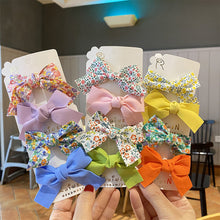 Load image into Gallery viewer, 2pcs/set Fabric Floral Bowknot Hair Clips Colorful Cute Children Hairpin Hair Ornament Hair Accessories
