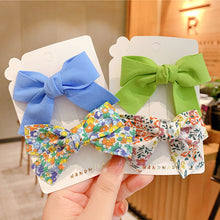 Load image into Gallery viewer, 2pcs/set Fabric Floral Bowknot Hair Clips Colorful Cute Children Hairpin Hair Ornament Hair Accessories
