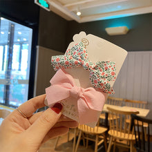 Load image into Gallery viewer, 2pcs/set Fabric Floral Bowknot Hair Clips Colorful Cute Children Hairpin Hair Ornament Hair Accessories
