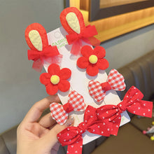 Load image into Gallery viewer, 8pcs/set Cute Cartoon Rabbit Ear Hairpin Fabric Embroidery Flower Bowknot Hair Clips Girls Headwear Hair Accessories
