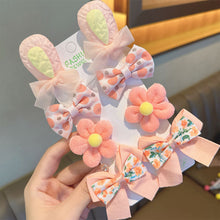 Load image into Gallery viewer, 8pcs/set Cute Cartoon Rabbit Ear Hairpin Fabric Embroidery Flower Bowknot Hair Clips Girls Headwear Hair Accessories
