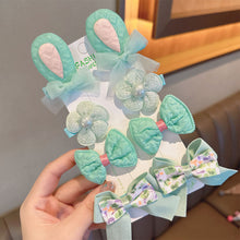 Load image into Gallery viewer, 8pcs/set Cute Cartoon Rabbit Ear Hairpin Fabric Embroidery Flower Bowknot Hair Clips Girls Headwear Hair Accessories
