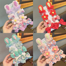 Load image into Gallery viewer, 8pcs/set Cute Cartoon Rabbit Ear Hairpin Fabric Embroidery Flower Bowknot Hair Clips Girls Headwear Hair Accessories

