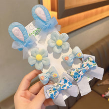 Load image into Gallery viewer, 8pcs/set Cute Cartoon Rabbit Ear Hairpin Fabric Embroidery Flower Bowknot Hair Clips Girls Headwear Hair Accessories
