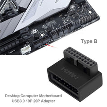 Load image into Gallery viewer, Computer Motherboard Header Adapter USB 3.0 19P/20P 90 Degree Desktop Converter Desktop Computer Accessories
