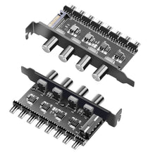 Load image into Gallery viewer, 12V 1 To 3 8 Way PC Case Cooling Fan Hub 4Pin 3Pin Speed Controller Practical Regulator Splitter Computer Adapter
